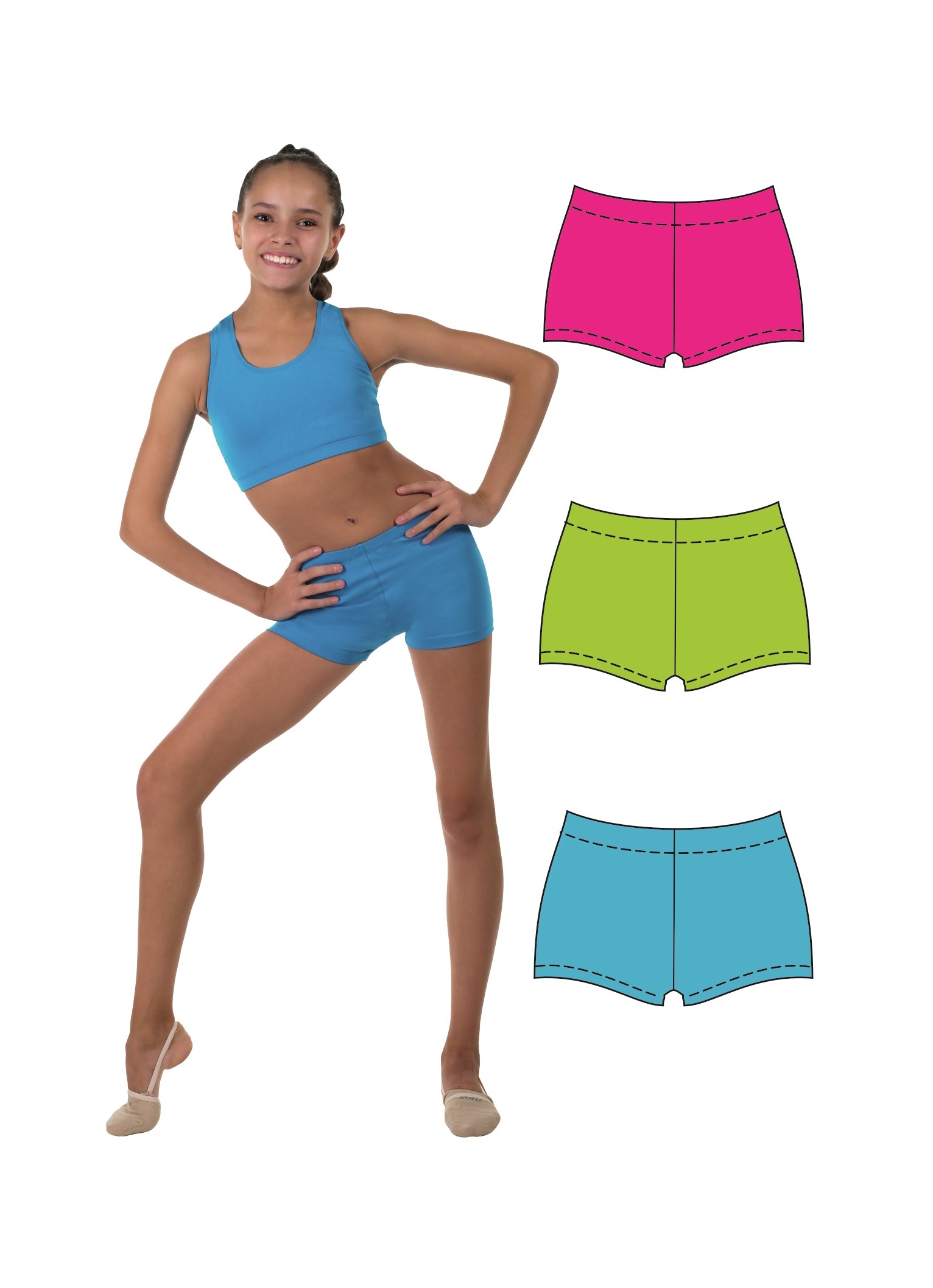 Colorful gymnastics shorts SOLO RG754-177 fuchsia, size 152