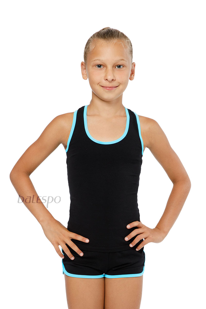 Gymnastic shorts BALESPO RGC 620-100.2 black with turquoise trim size 34 (134) 