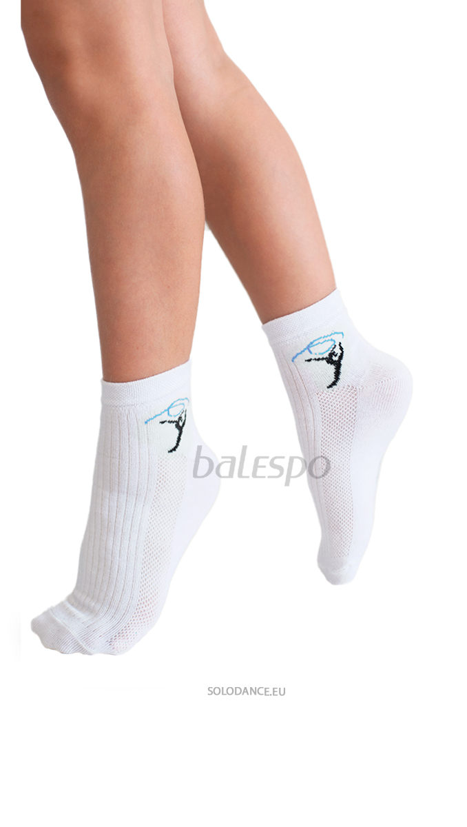 Gymnastics socks BALESPO A14-03 (white-blue) size  29-31 cm