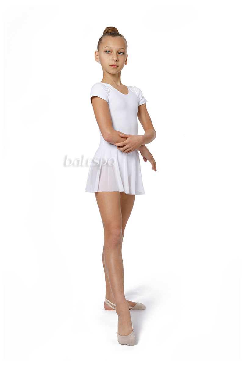 Ballet leotard with skirt BALESPO BC 311-101 white size 36 (140)
