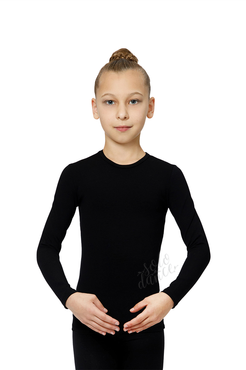 Long sleeve gymnastics top BALESPO BС 220-100 Black Size 44 Tight-fitting long-sleeve gymnastics tee.