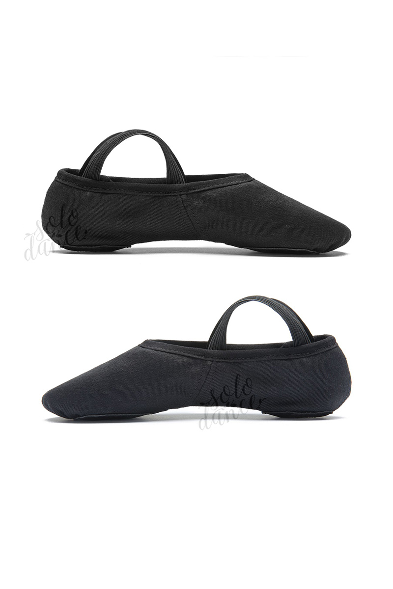 Canvas Ballet Slippers with Leather Split Sole Rumpf Elastico 1006 black size 7.5 (EU 40.5)