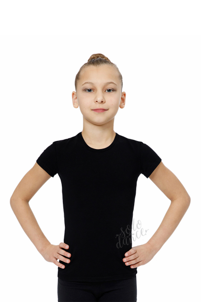 Gymnastics tight-fitting t-shirt BALESPO BC210-100 Black Size 42 Tight-fitting sport t-shirt with short sleeves